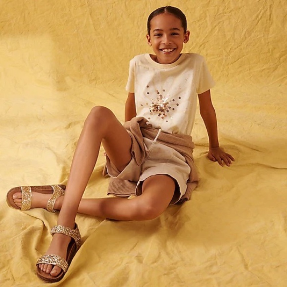 Girls' cork-sole glitter-strap sandals - Picture 3 of 5